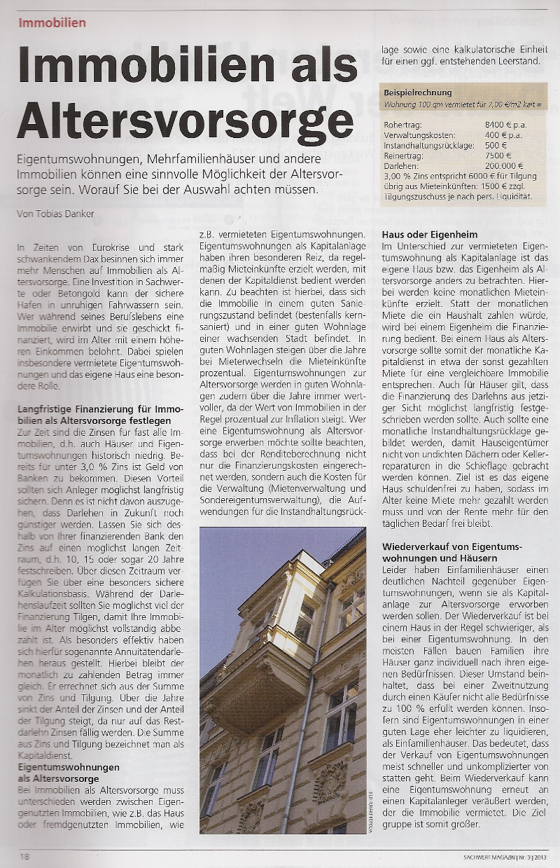 Immobilien als Altersvorsorge Immobilien als Altersvorsorge